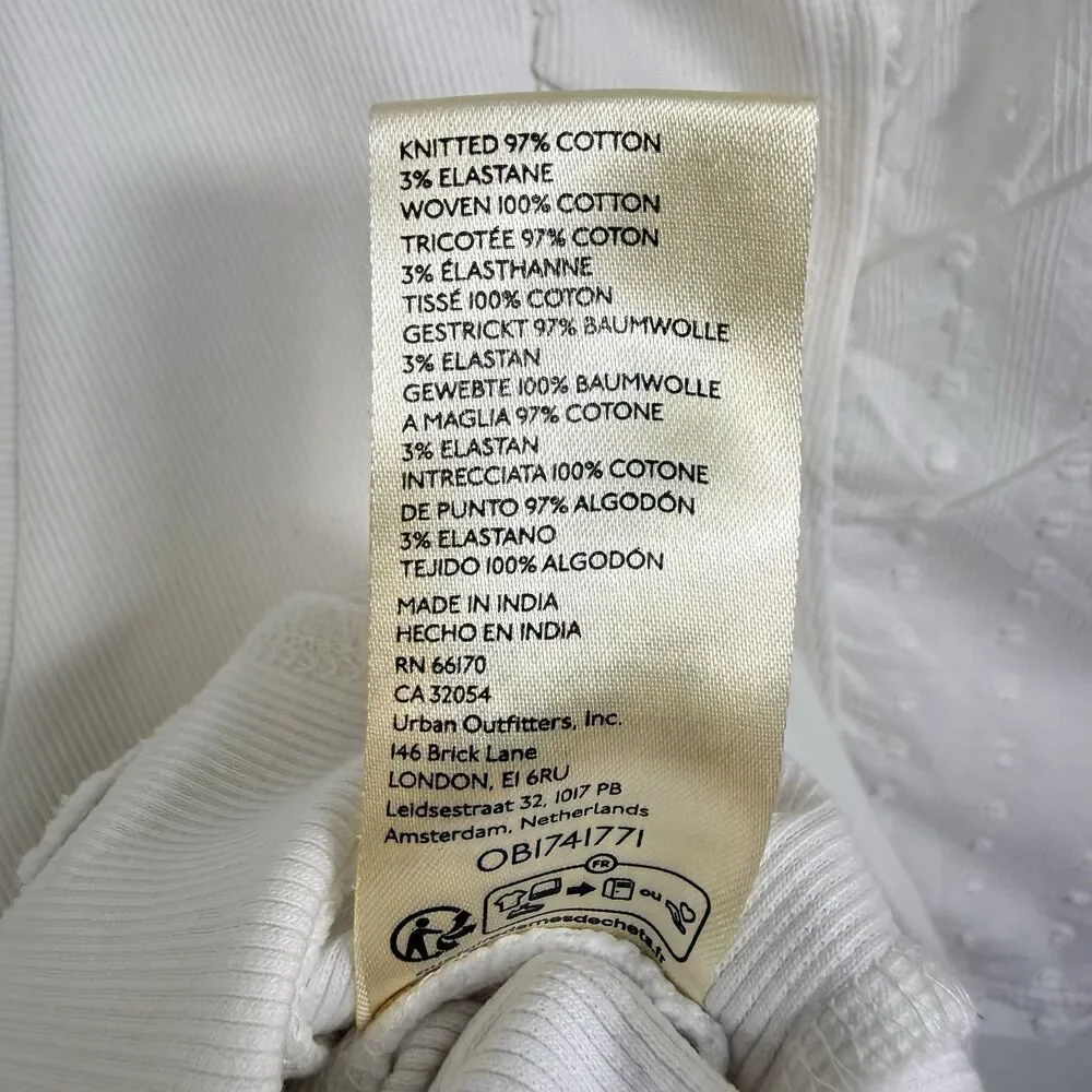By Anthropologie Puff-Sleeve Structured V-Neck Tee Blouse T-Shirt Ribbed XS